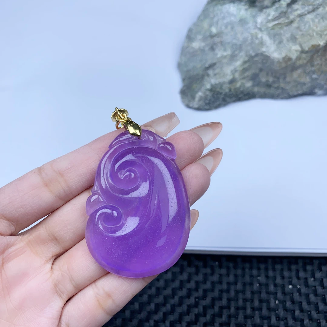 z929紫大如意精美百搭气质吊坠