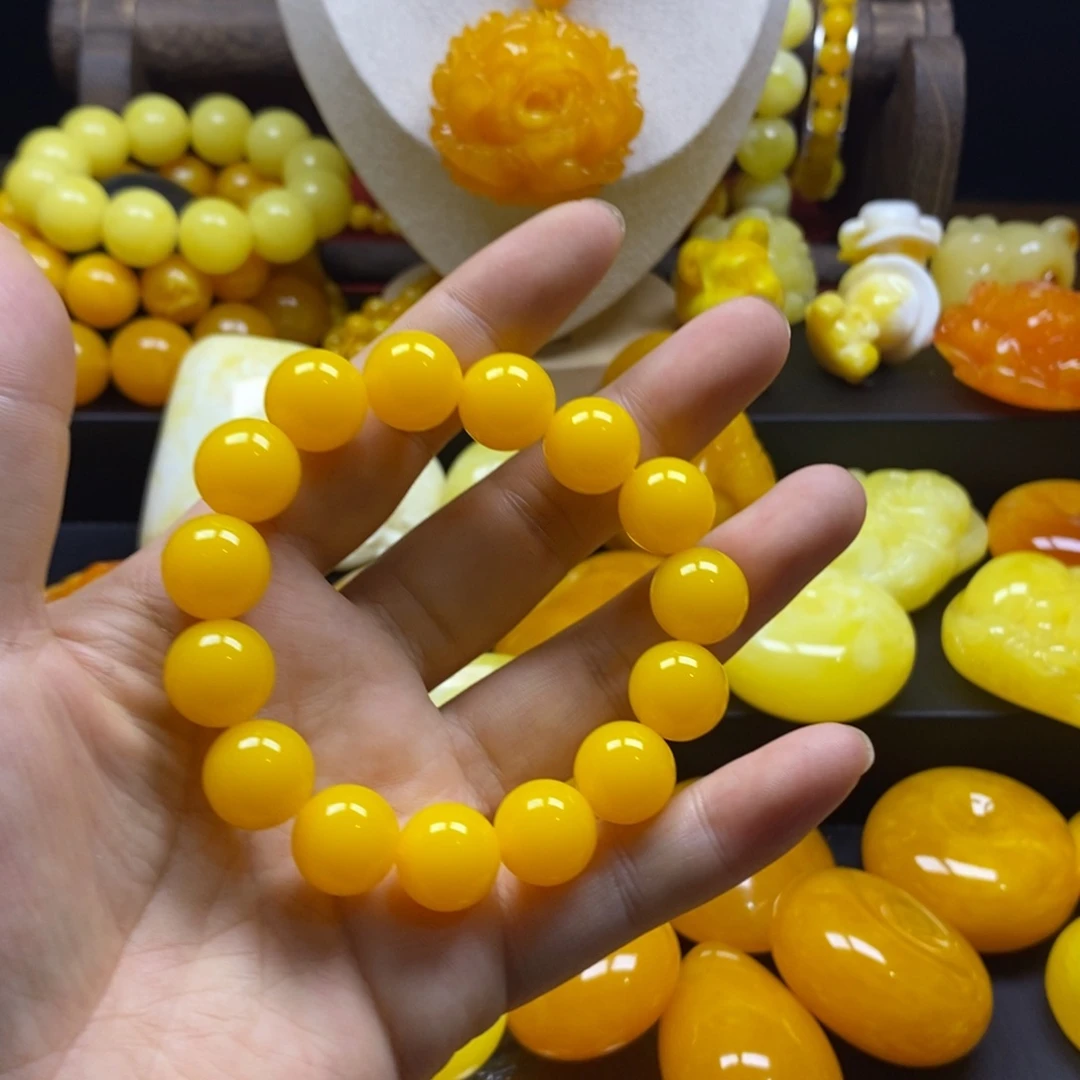 玉***润非金属14鸡油黄手串