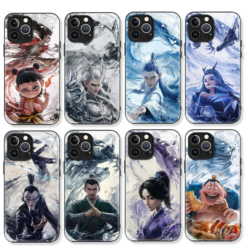 哪吒2苹果16promax手机壳华为p70敖光小米15国潮IQOO12敖丙玻璃壳