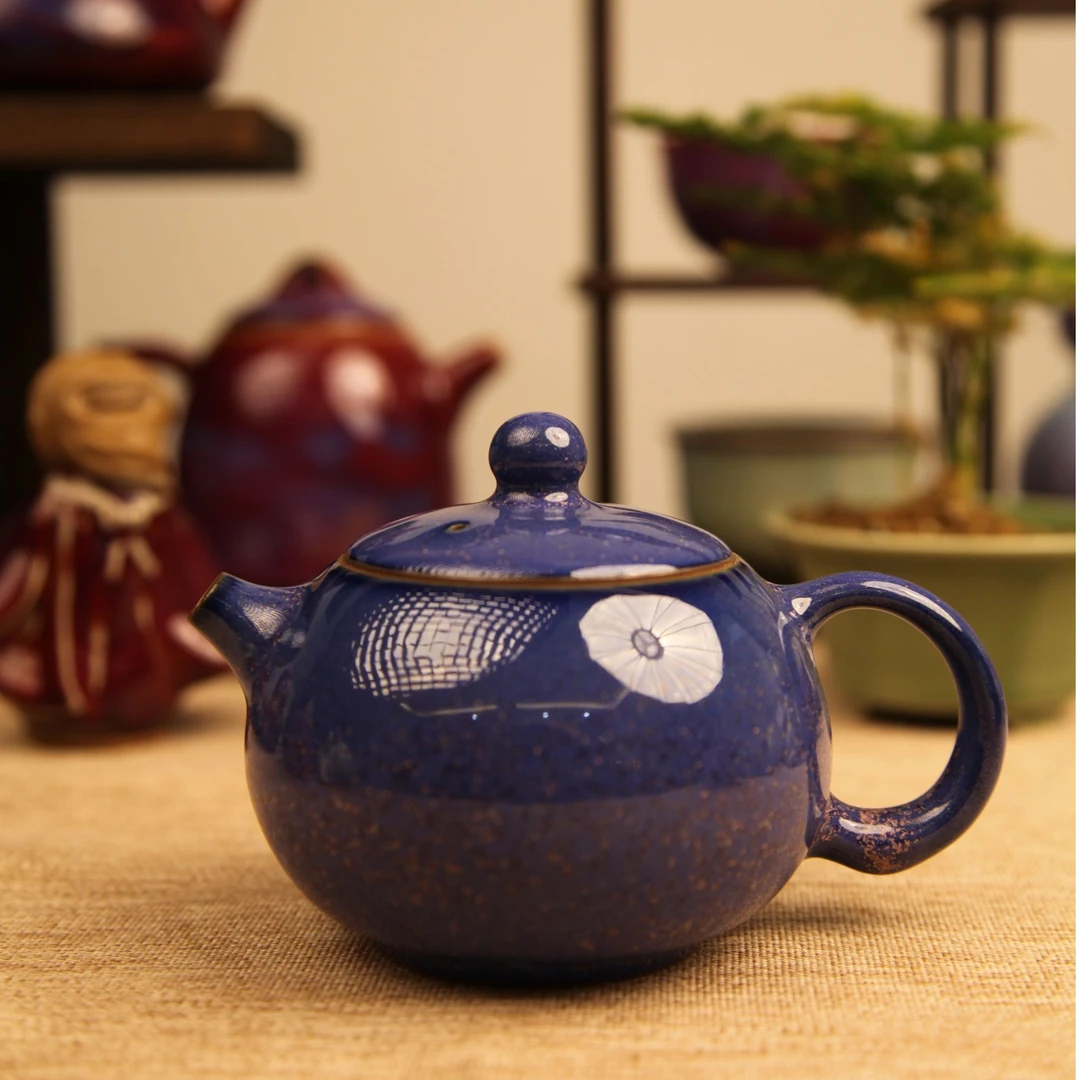 顺瓷甄选仅此一套《茶具茶壶（西施壶)》钧瓷手工拉胚柴烧送茶杯礼盒