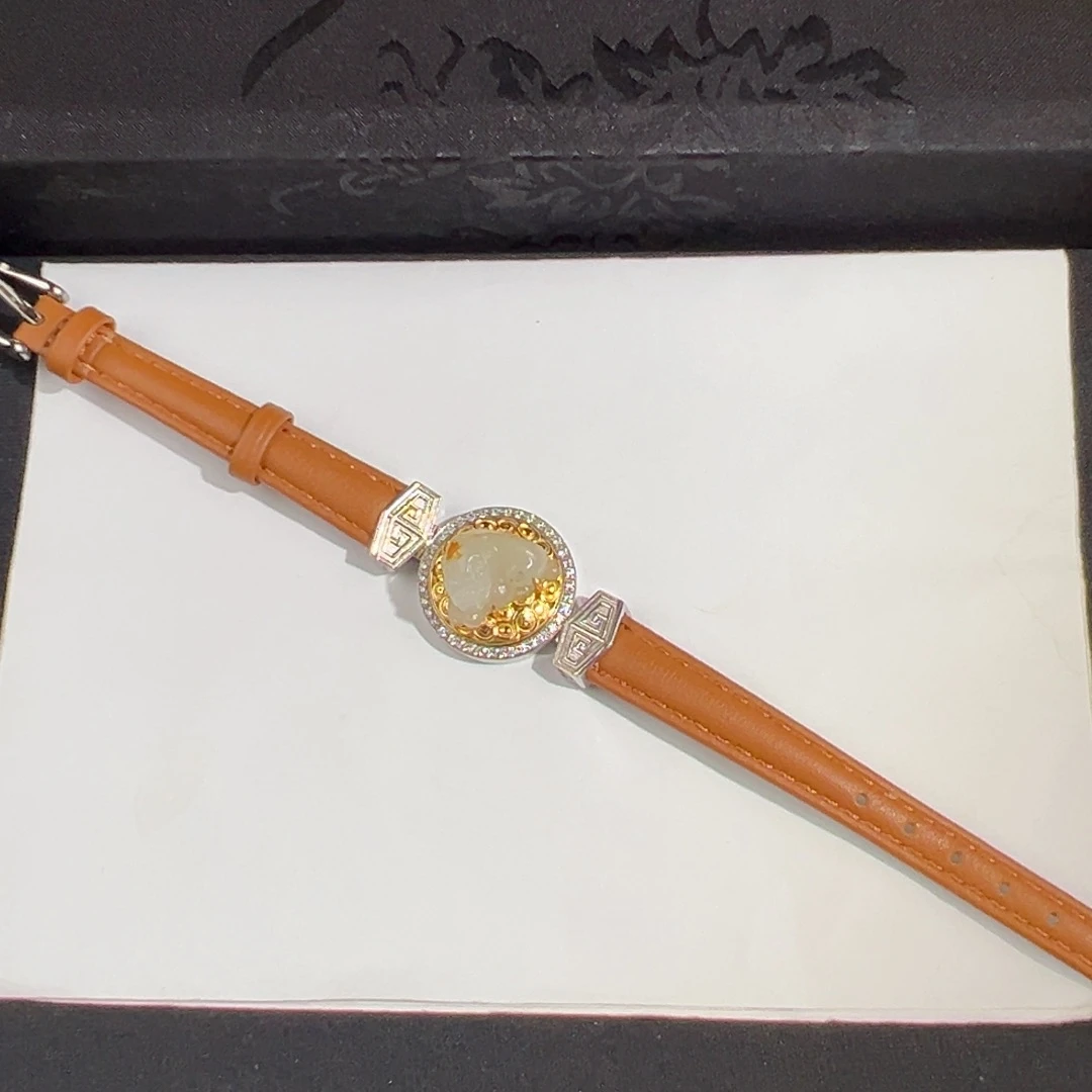 高***.和田玉银S925镶嵌手链貔貅可转动手牌