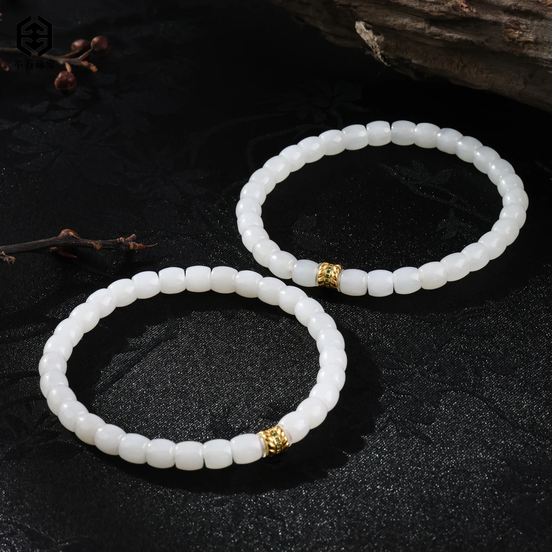 【举石珠宝】T0614-108-65和田玉手串（一件/多样性发/约5.5mm+）F