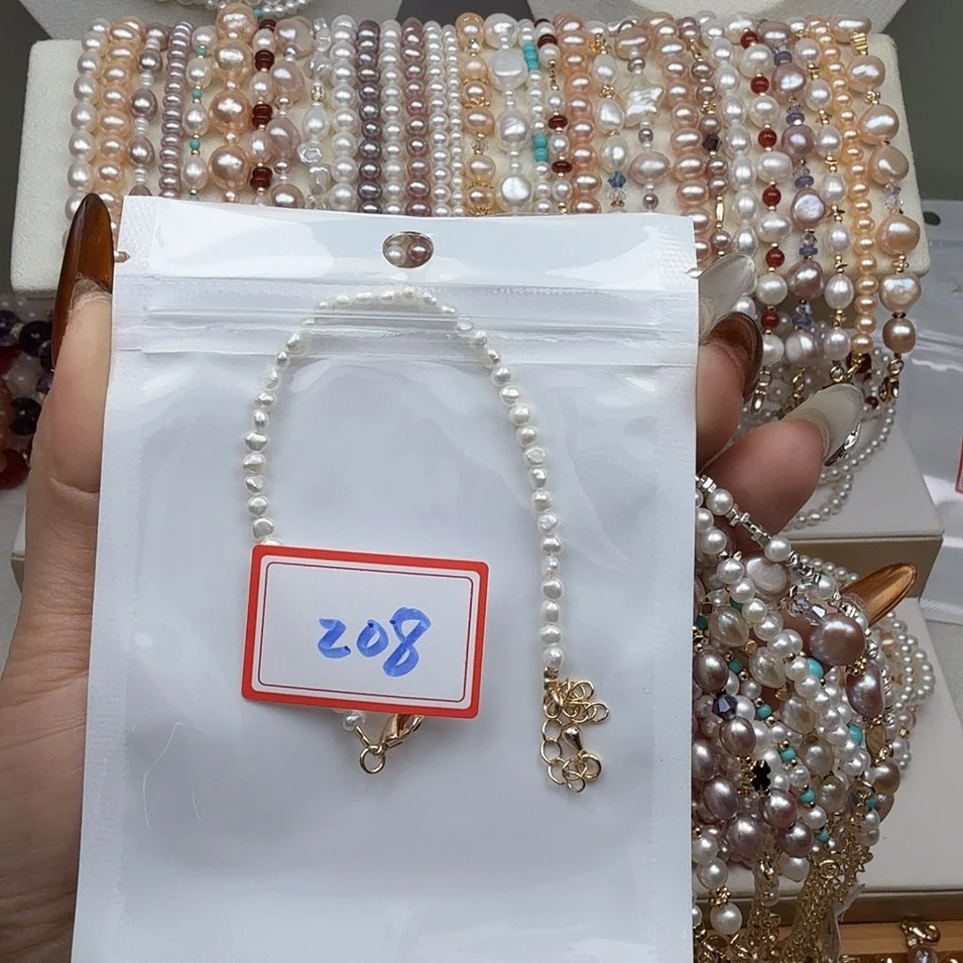 ****開淡水珍珠银S925镶嵌手绳