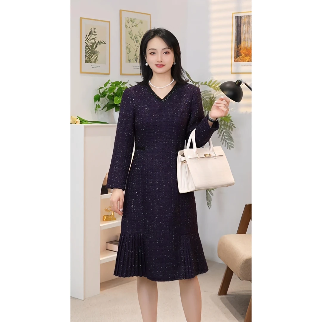 【咔尔丽丝】冬季高端大码显瘦 6749 气质时尚百搭女装连衣裙