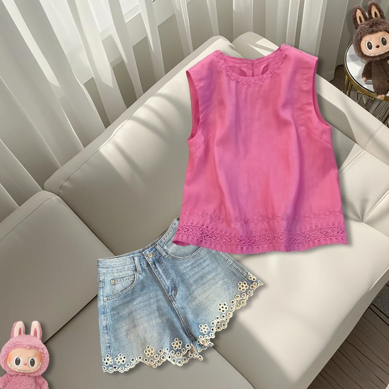 2025夏季新款韩版洋气时尚独特漂亮显瘦上衣高腰小众百搭气质短裤