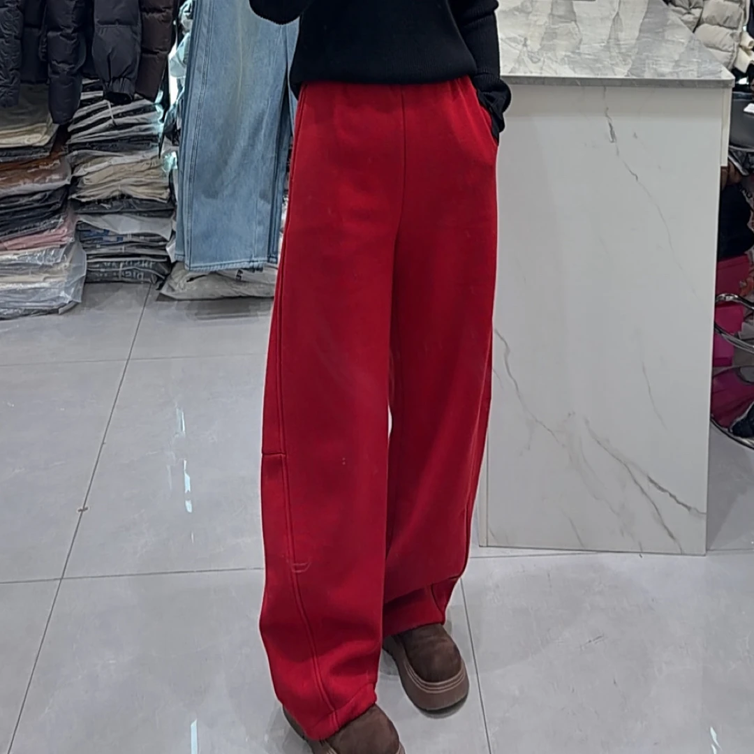 慧慧家新款显瘦加绒运动弯刀裤