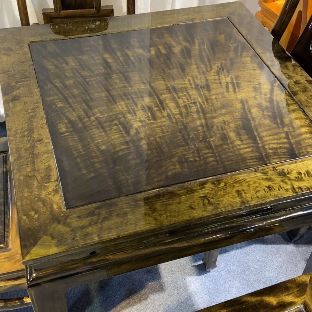 楠木深**割小方桌五件套独板现货