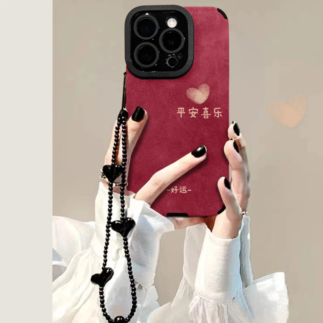 欧克里里平安喜乐毛皮安可拉红苹果16手链手机壳华为vivo小米oppo