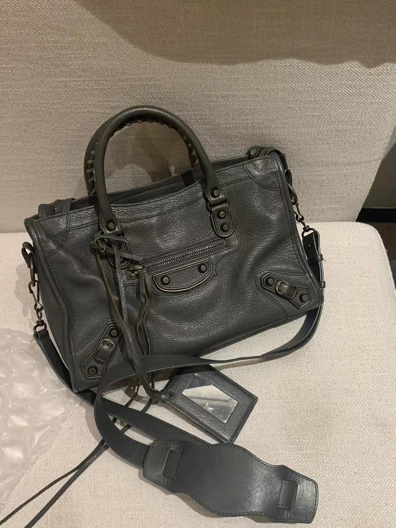 Balenciaga/巴黎世家 斜挎包 深灰色机车包小号 lu6005/2509