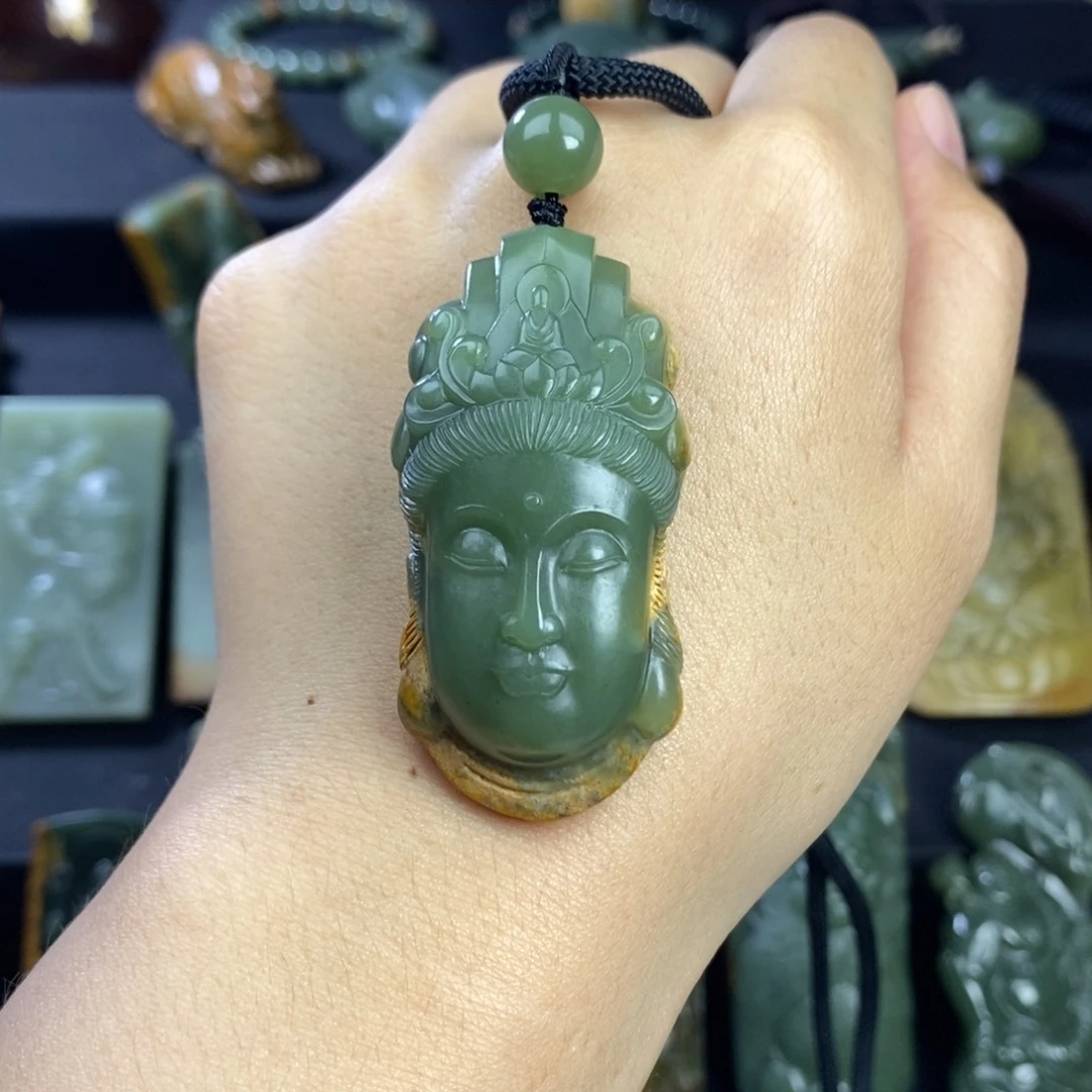 黑***y未镶嵌岫岩河磨玉（透闪石质玉）挂件
