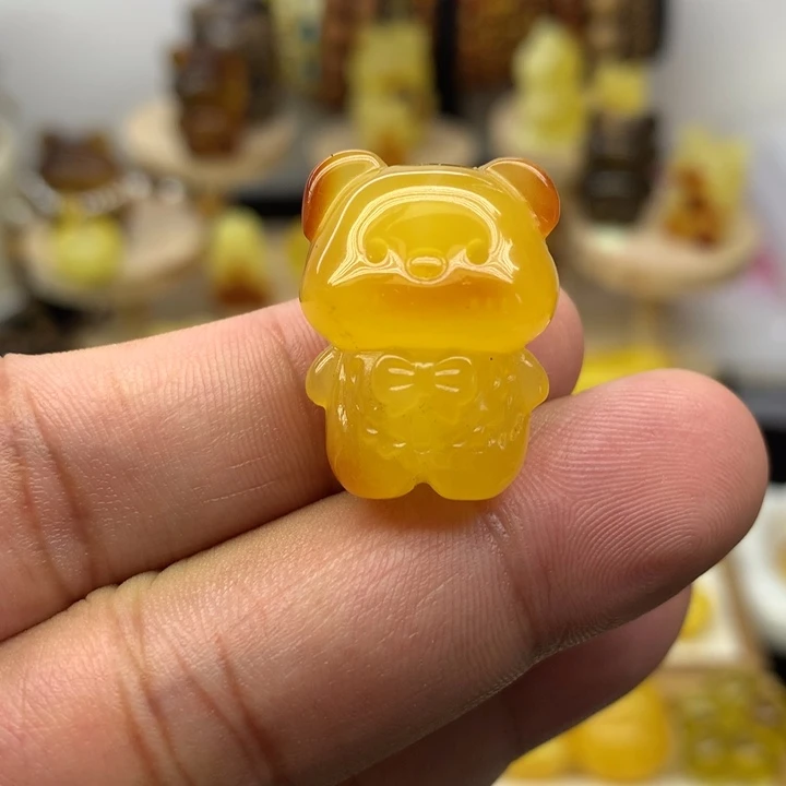 琥珀颈饰未镶嵌乖乖熊