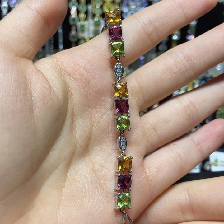 碧玺手链银S925镶嵌设计