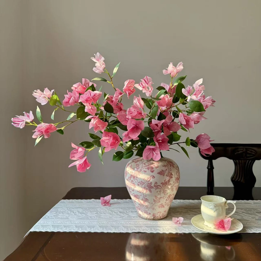 轻奢三角梅高级感逼真仿真花手感假花客厅家居餐桌装饰品高档摆件