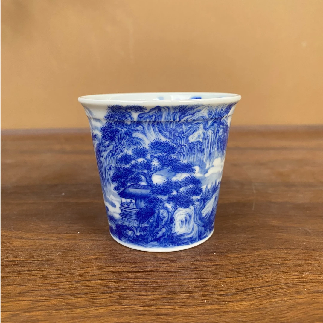 【九茗珍藏】林意宋画山水小可乐杯130cc 手工手绘景德镇茶具