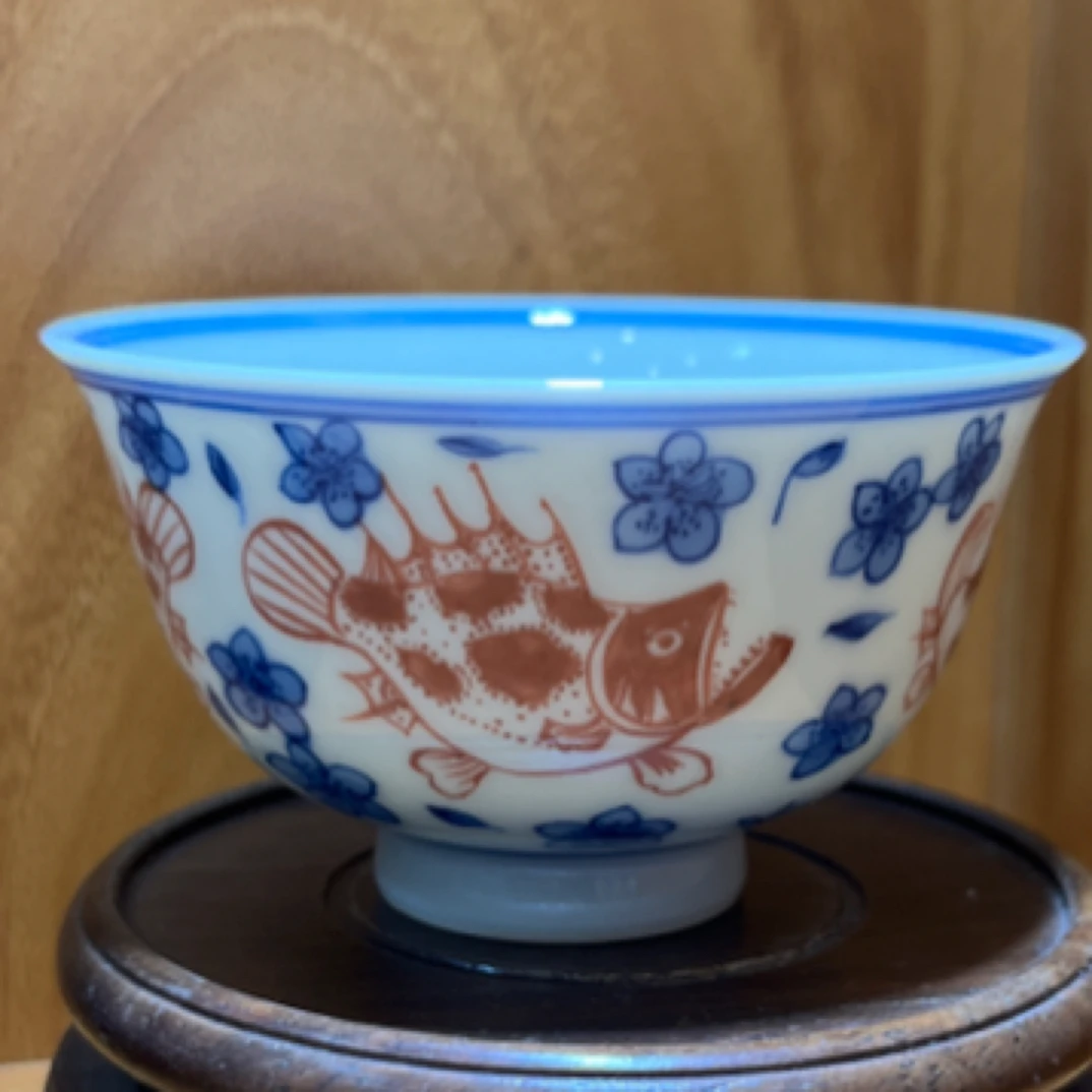 熙工坊 陶瓷手绘主人杯 青花釉里红贵鱼婉心杯全手工景德镇高温瓷