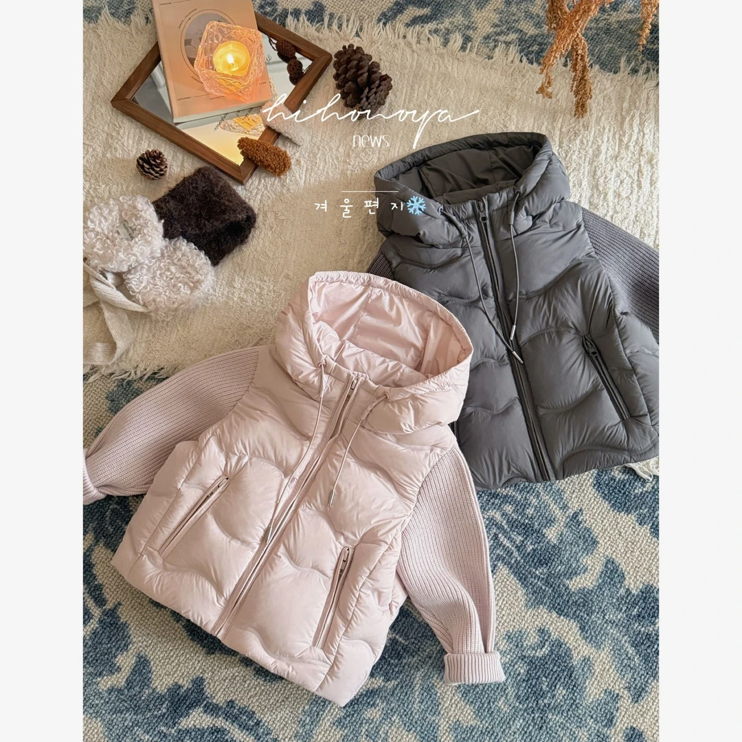 【绒绒舱】十Hihoniya~2025冬季亲子针织拼接90白鸭绒羽绒服