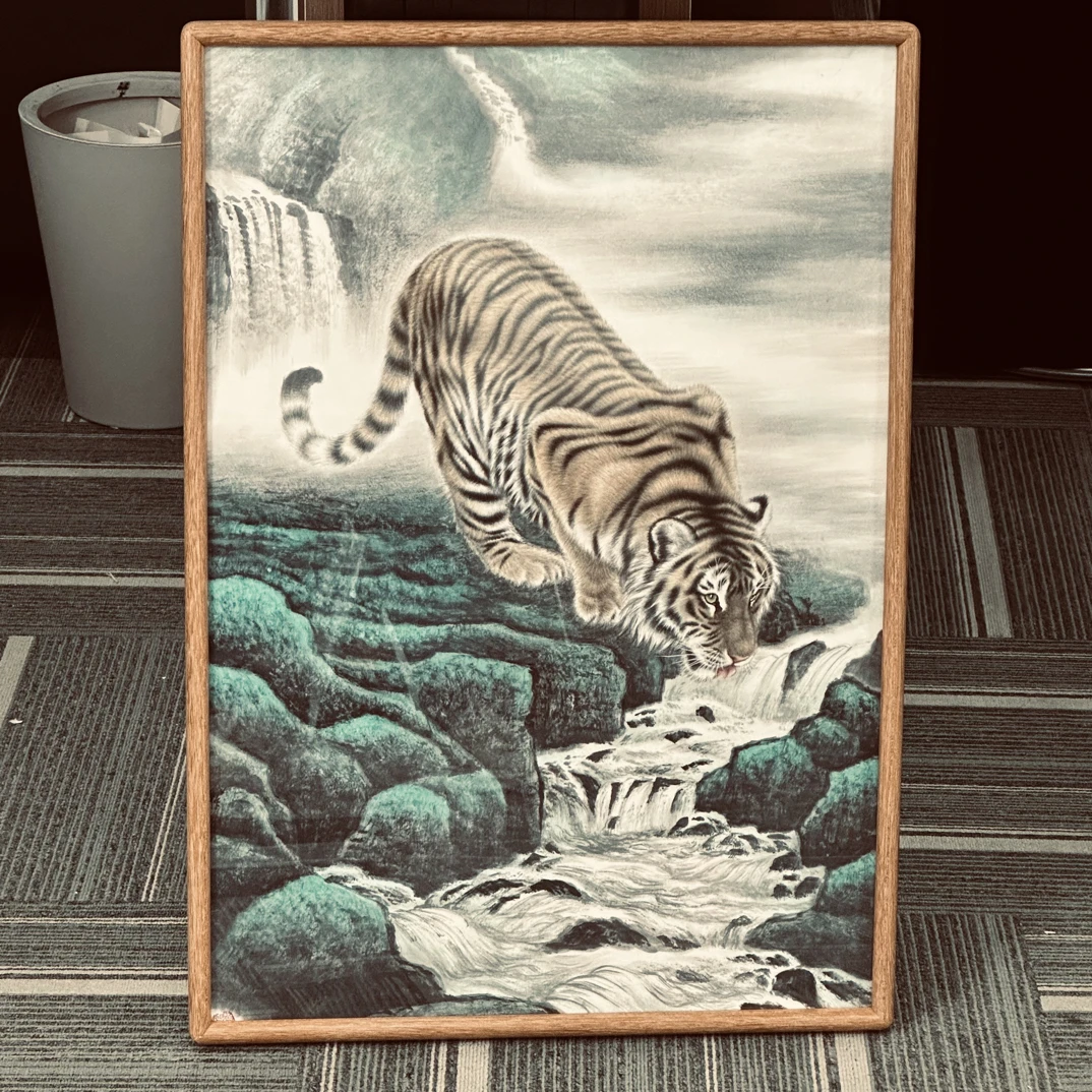 工笔虎65*45手绘原稿国画