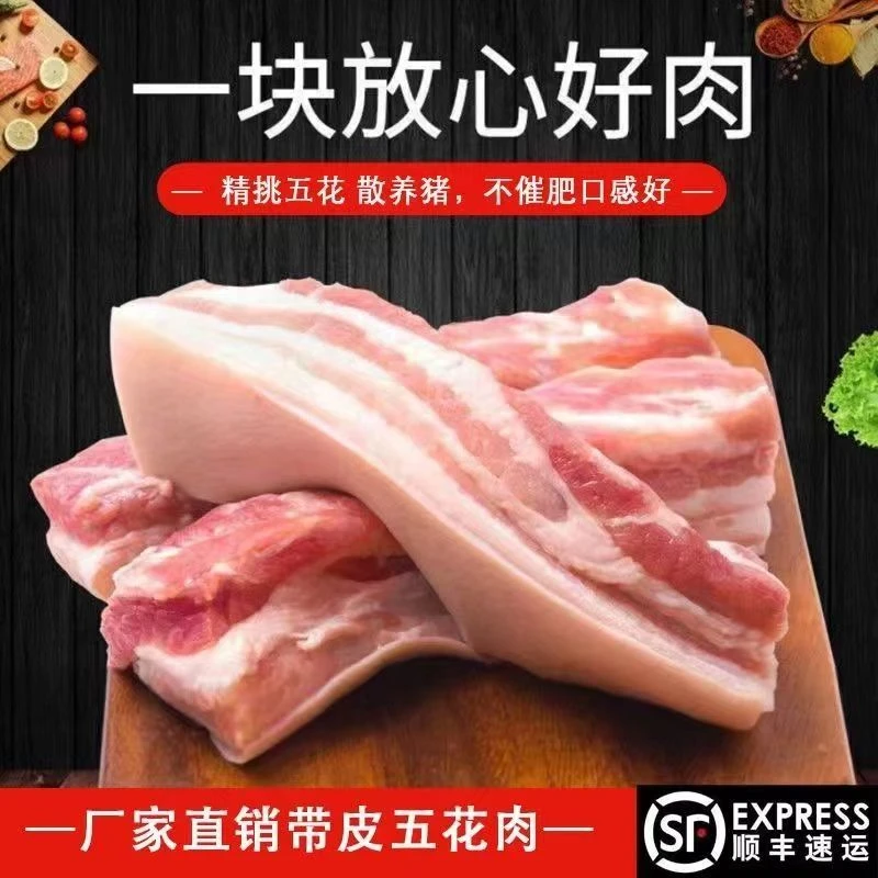 (拍3斤送2斤试吃到手5斤）新鲜带皮五花肉 精修土猪肉