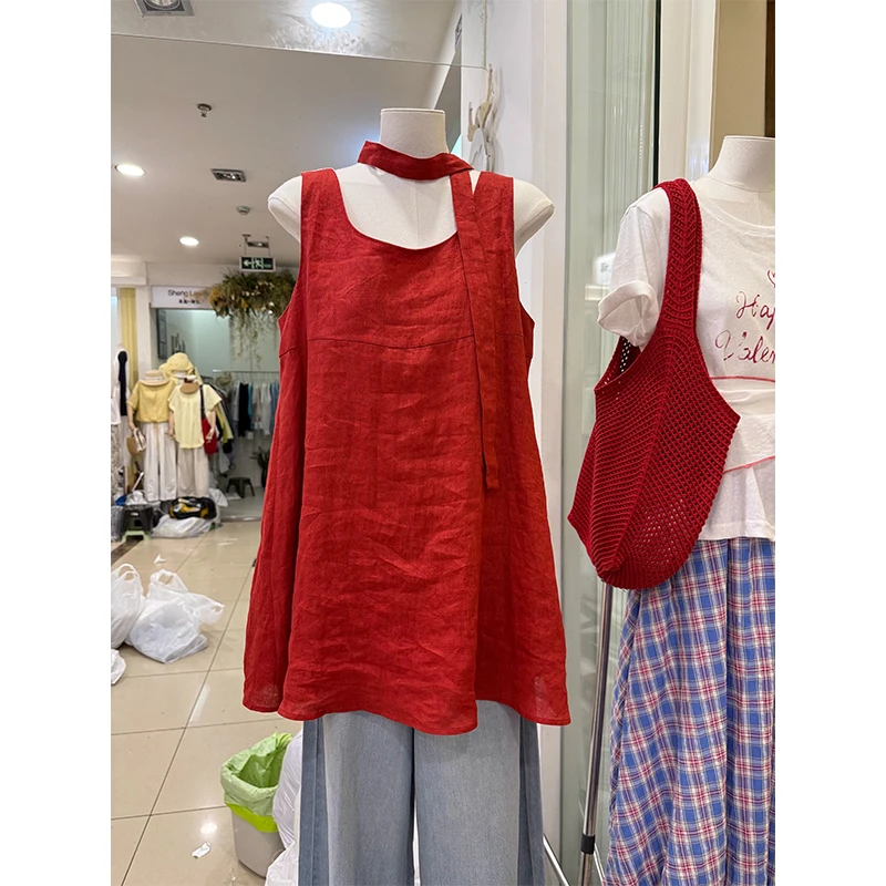 法式红色超好看休闲简约背心2025年夏季小个子高端百搭时尚上衣女