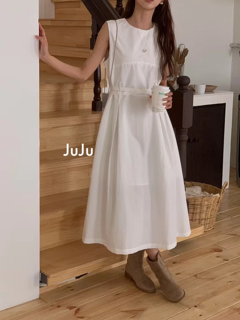 JUJU【东大门】收腰系绳连衣裙/no退no换