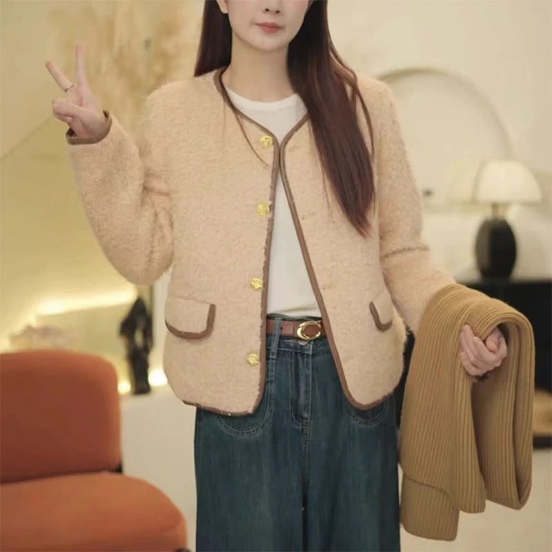 （女装）25022 冬季新款圆领绵羊毛小香风羽绒服短款外套