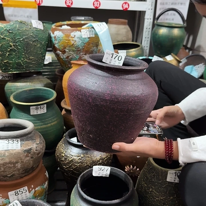 彩绘紫色坛子170高度20口径13