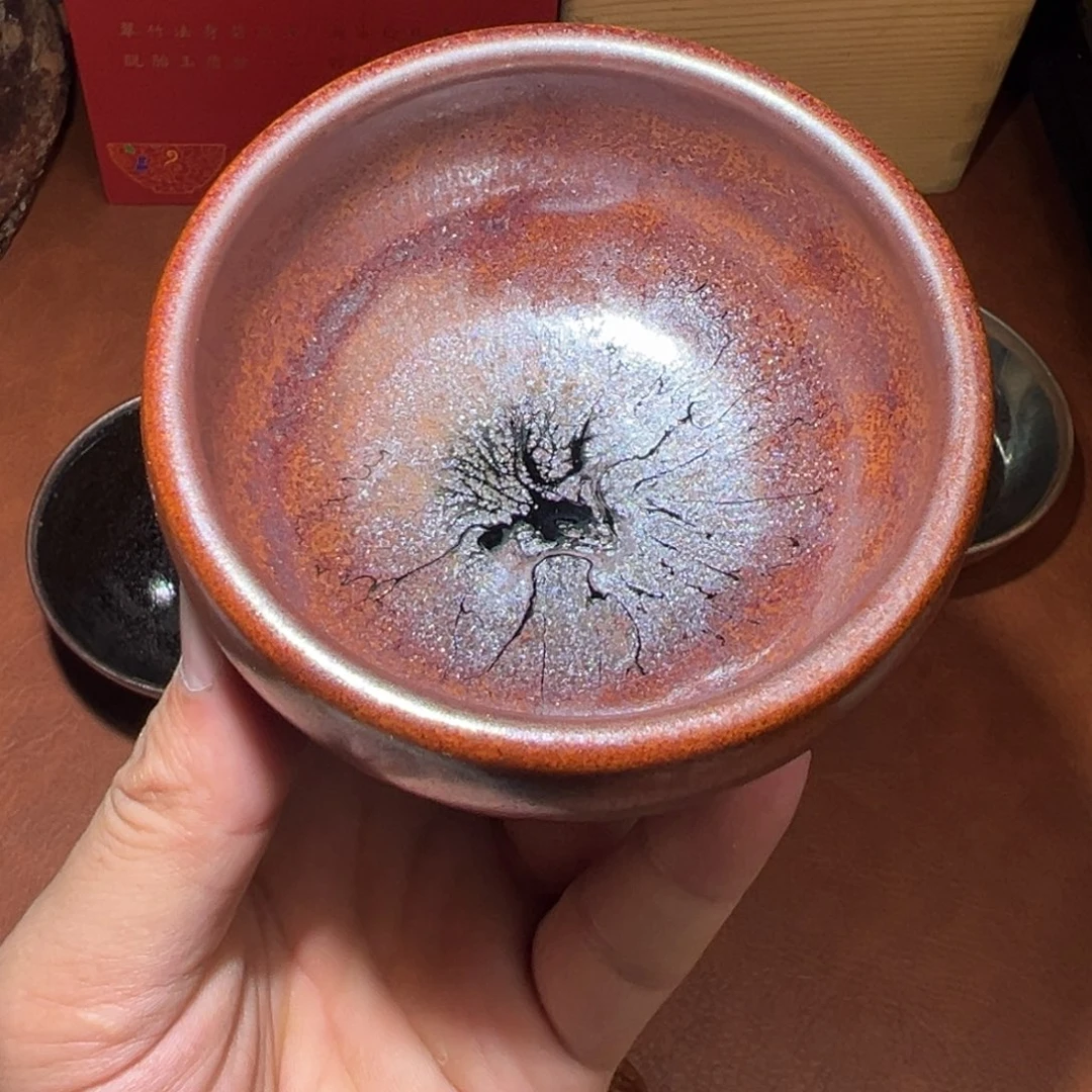 坚***石茶盏柴烧全手工建窑建盏茶盏