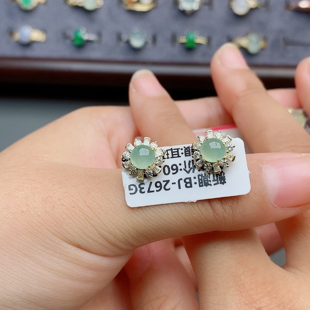 兰***肉翡翠银S925镶嵌戒指11111