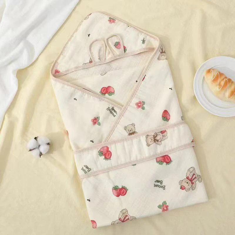 纯棉四层纱布包被包被薄款夏款婴儿宝宝产房包单盖毯母婴用品