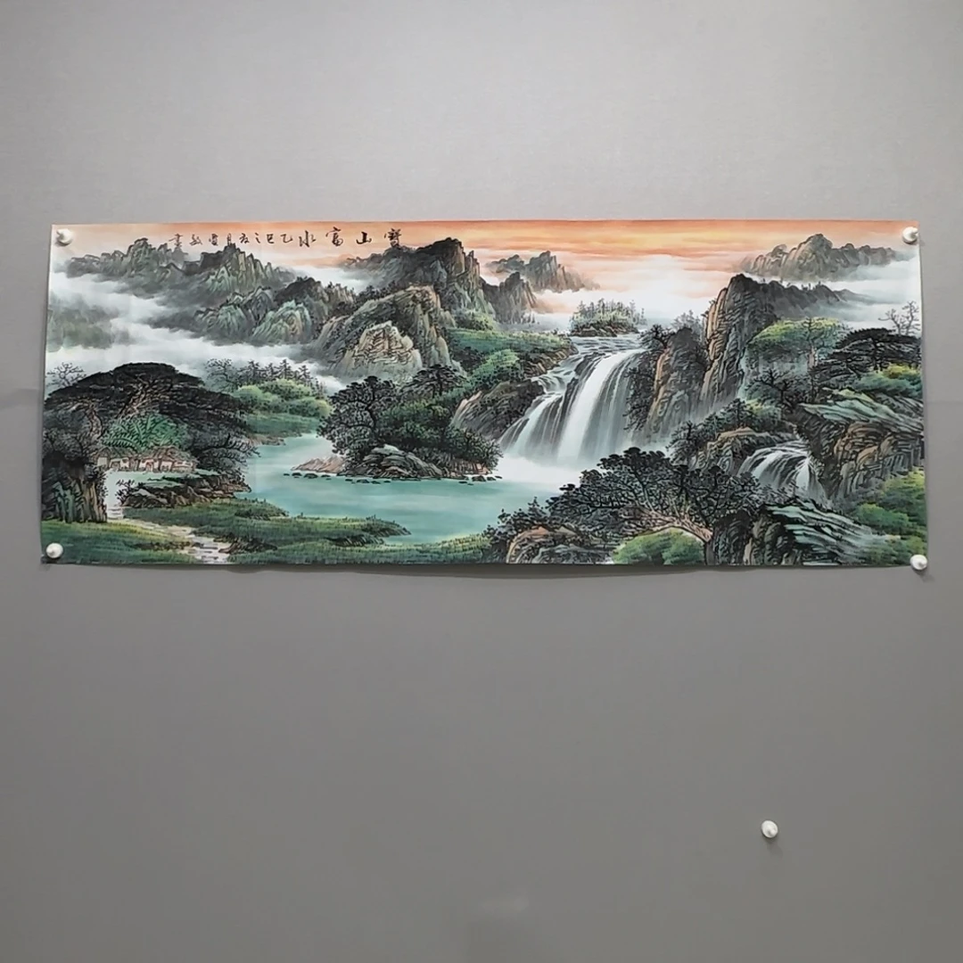 国画横幅六尺精品山水贾敏