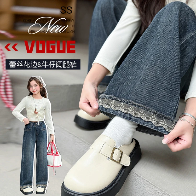 【实体品质.弹力牛仔】女童牛仔裤儿童韩版2025秋款显瘦直筒裤2840