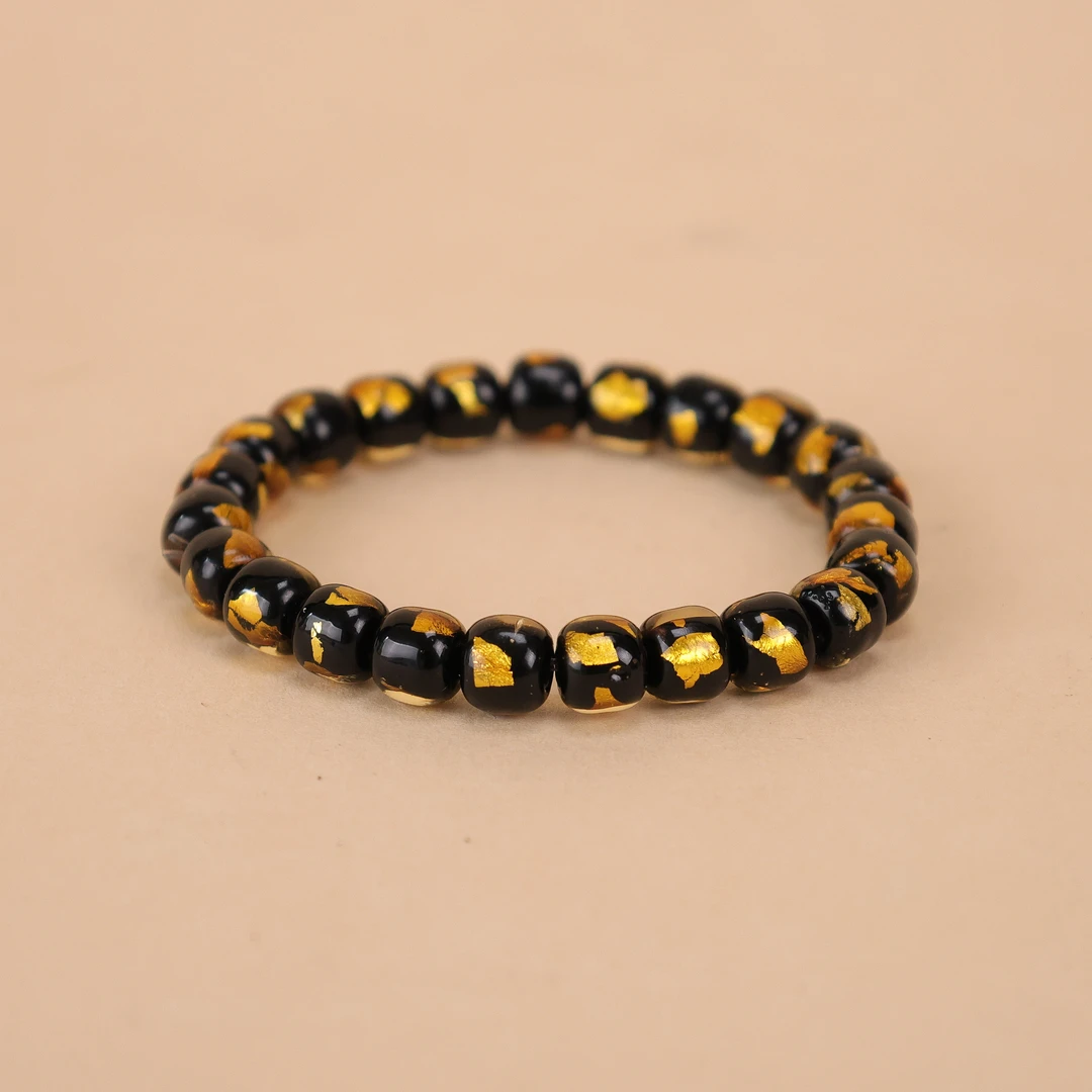 合金手链  SC0292 黑色银箔觉沃珠琉璃手串 2.0版