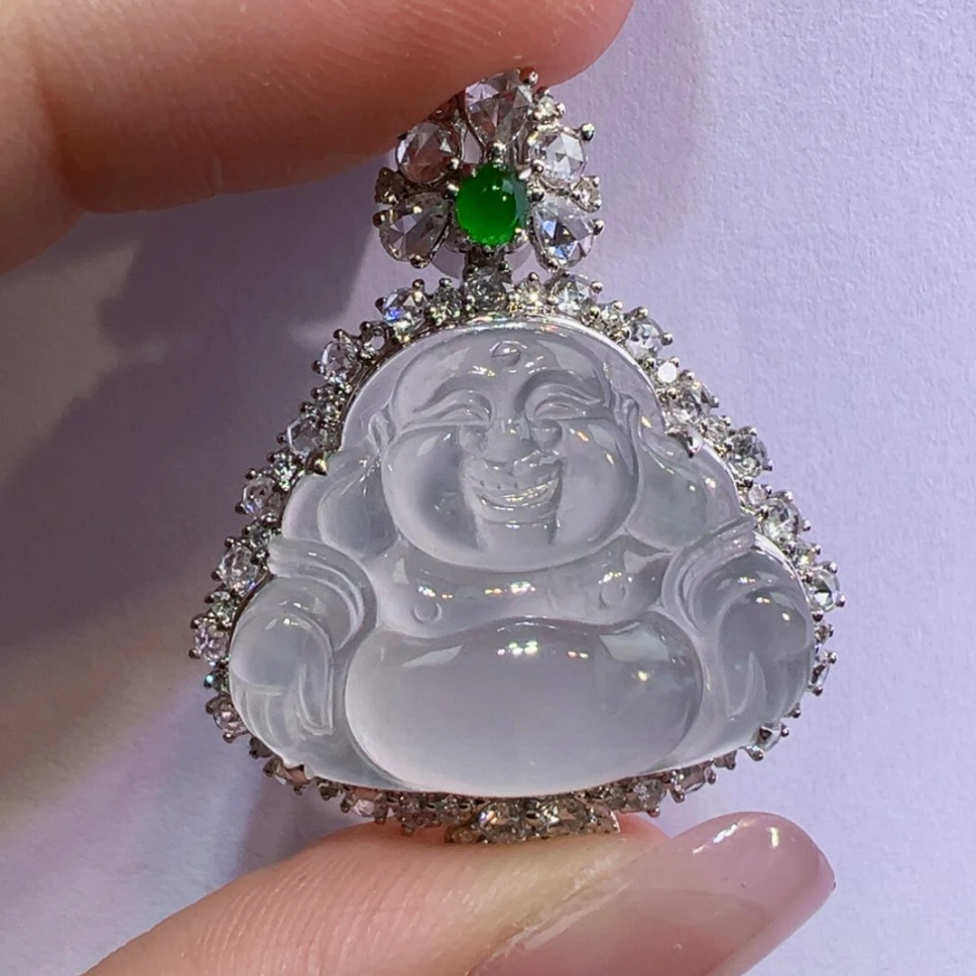 翡翠18K金镶嵌吊坠(不含链)吊坠