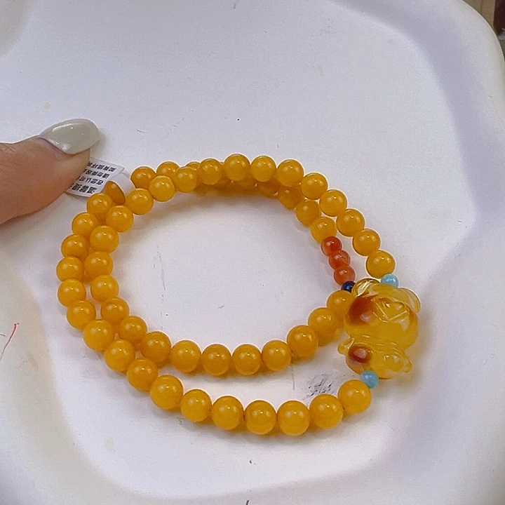 蜜蜡手链未镶嵌咖****?蜜蜡6