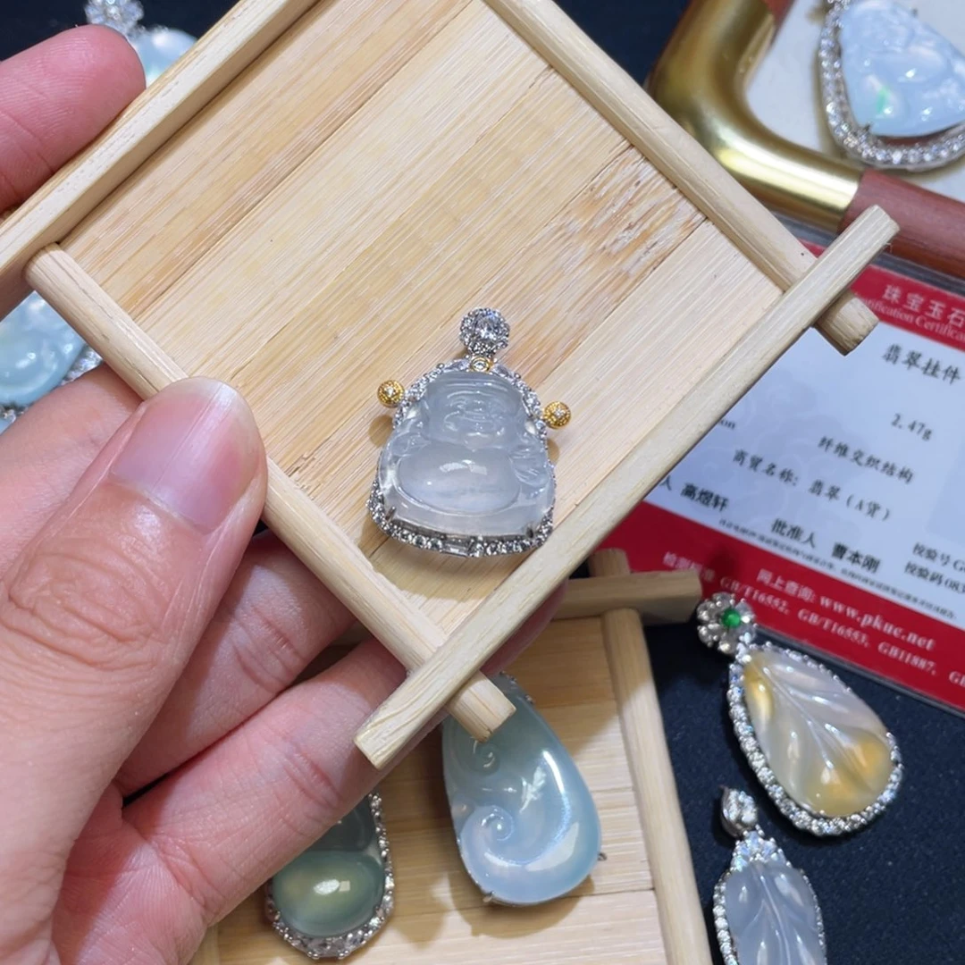 翡翠银S925镶嵌吊坠(不含链)