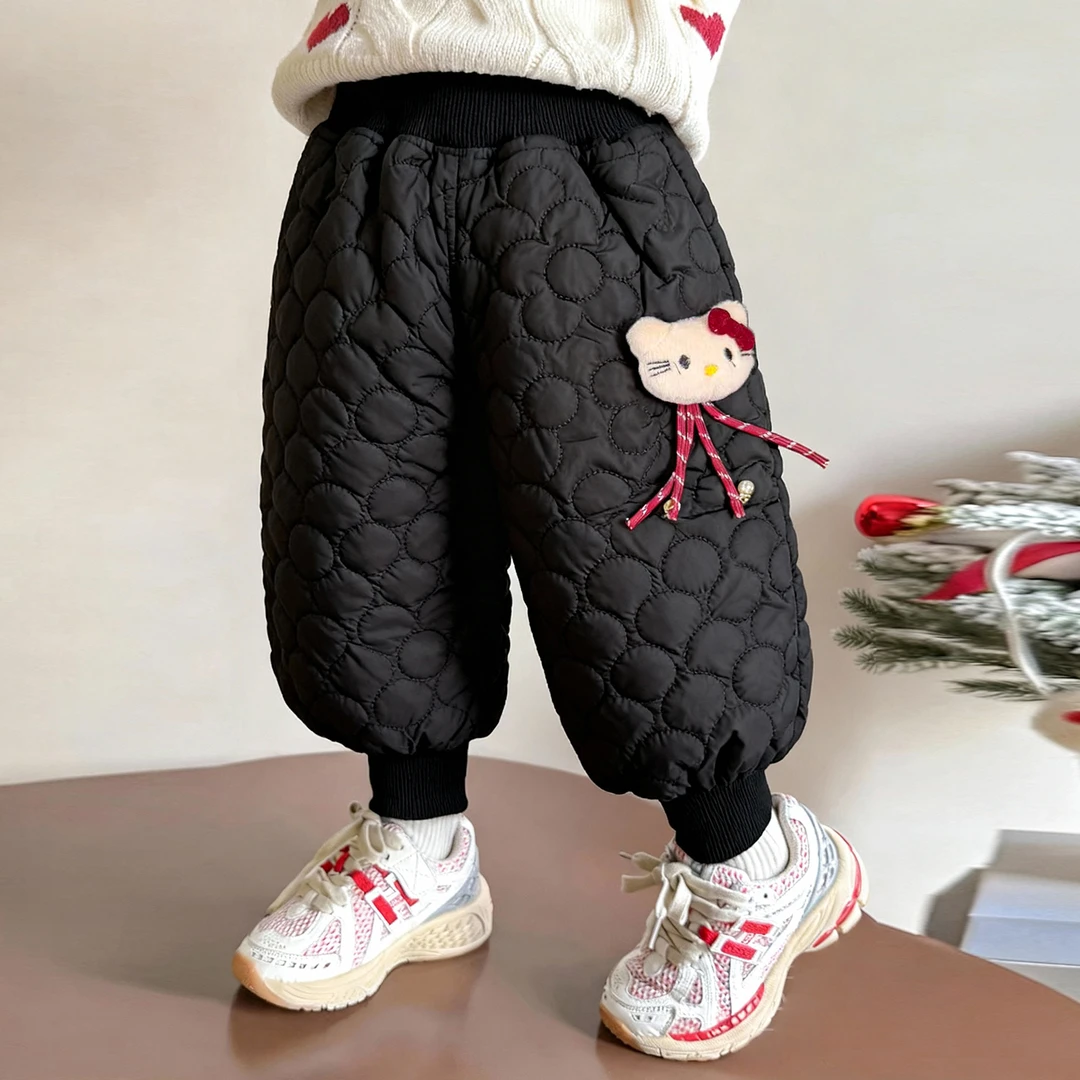 女童加绒棉裤冬装2025新款卡通女宝宝三层加厚保暖裤儿童束脚裤潮