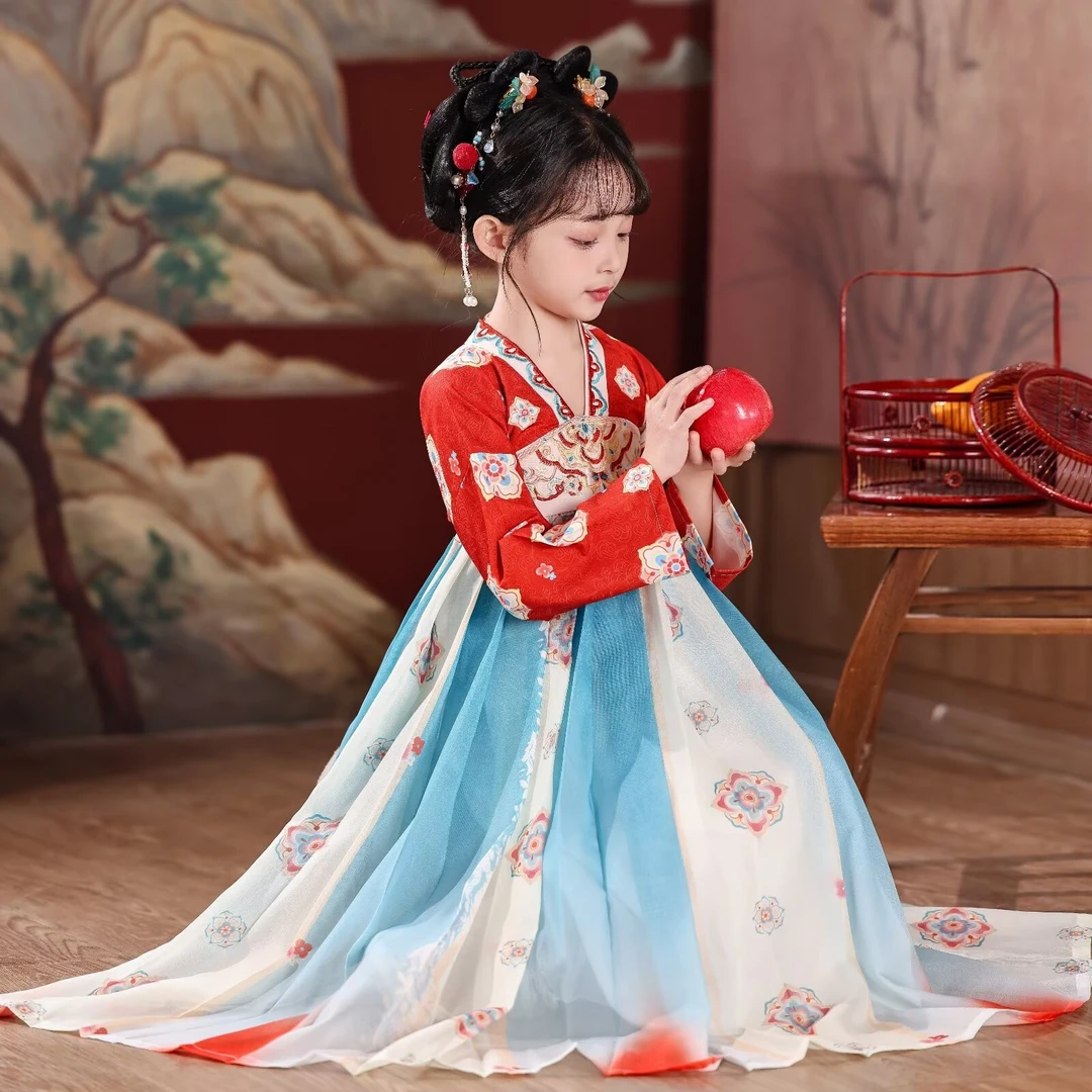 【宠粉】女童汉服襦裙春秋季敦煌飞天古装唐装超仙国风国庆节演出服