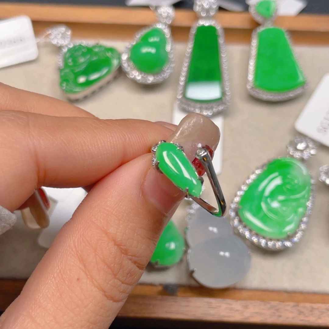 翡翠银S925镶嵌吊坠(不含链)