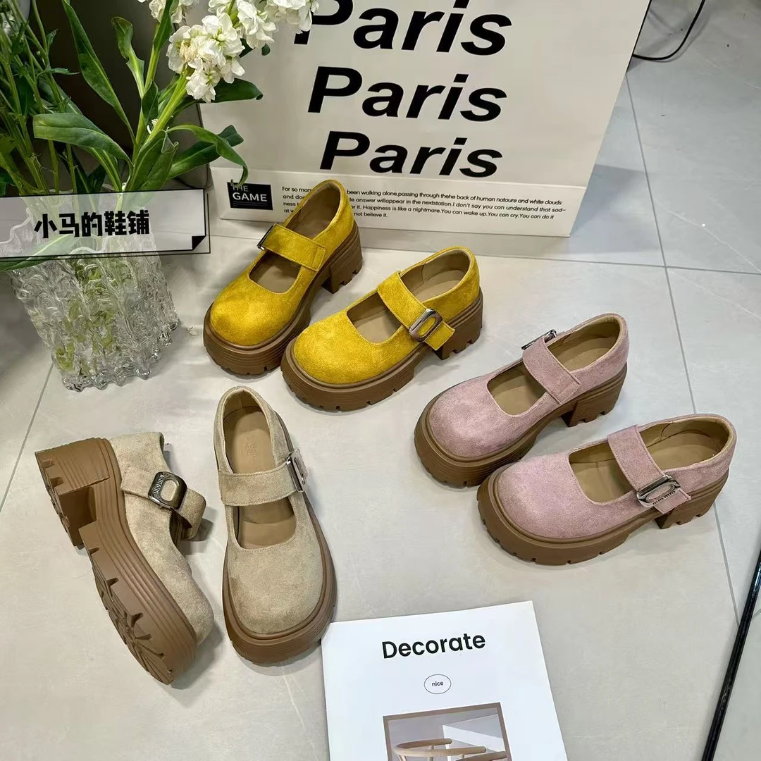 秋秋 厚底增高勃肯鞋玛丽珍单鞋女2025新款春夏季浅口休闲百搭乐