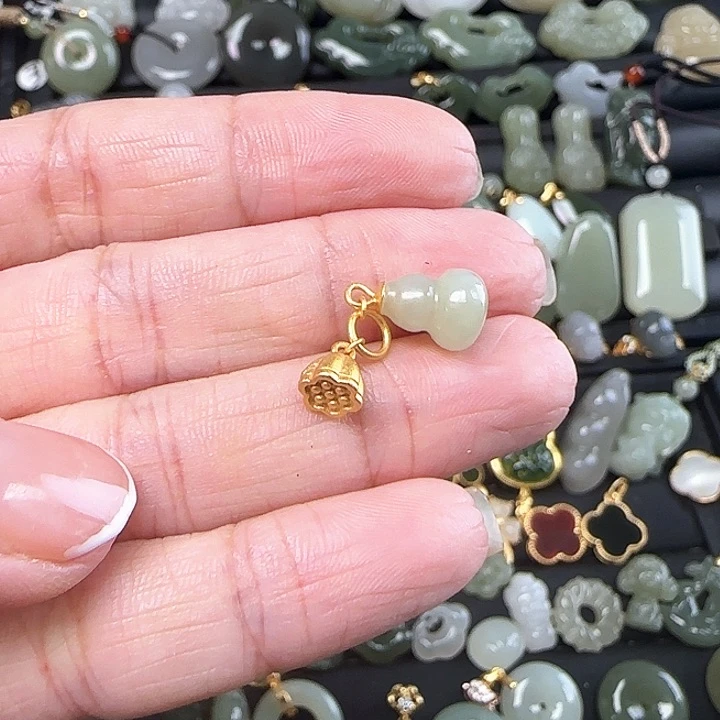和田玉银S925镶嵌吊坠(不含链)