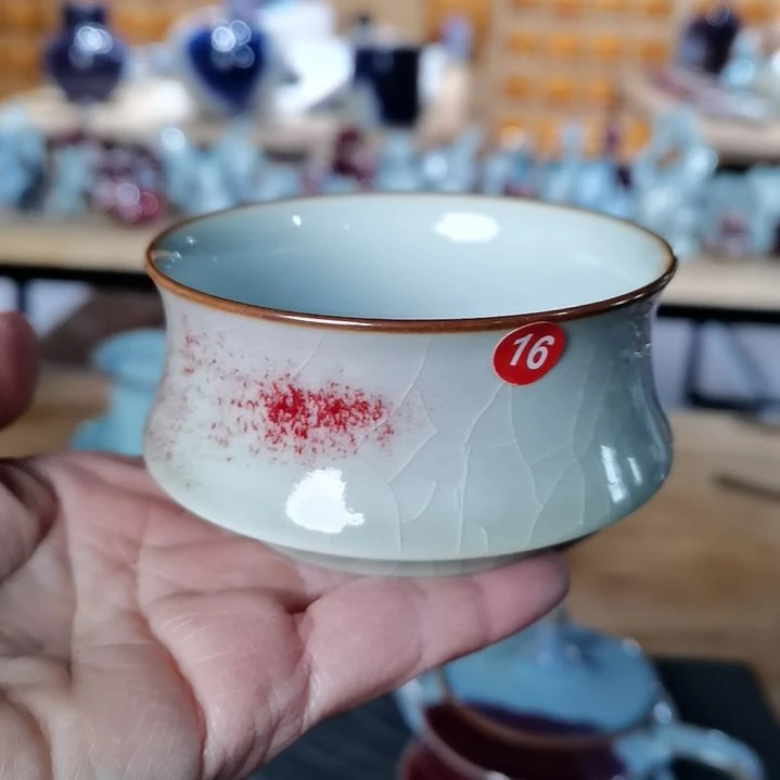 16钧瓷窑变釉主人杯王占辉手签款