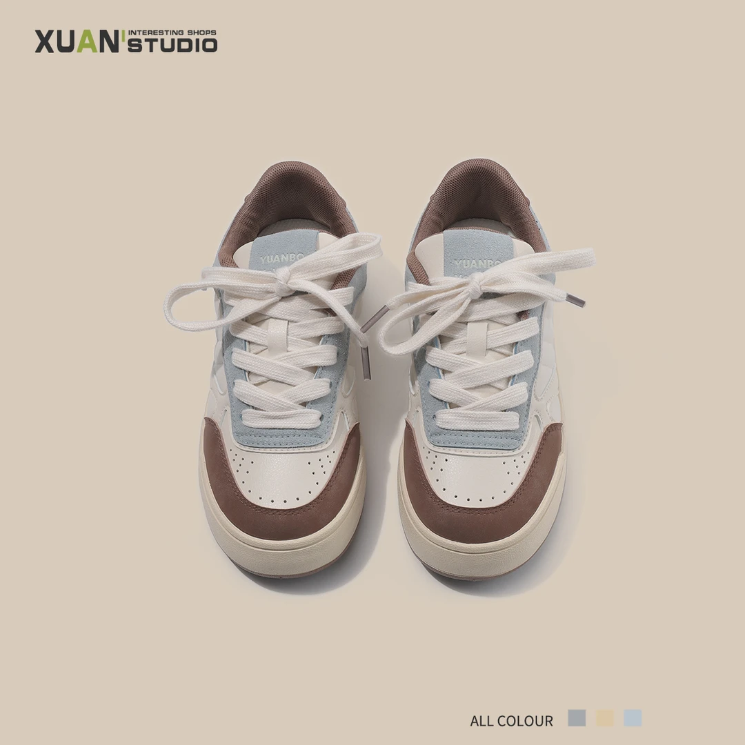 板鞋女2025春季新款休闲鞋子女款德训鞋复古港风小白鞋女韩版小众