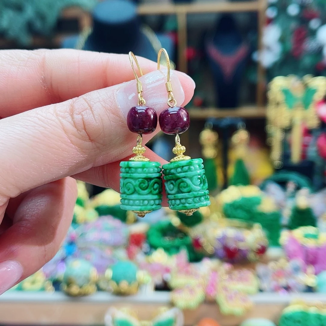 银S925镶嵌翡翠耳饰48小时鉴赏期