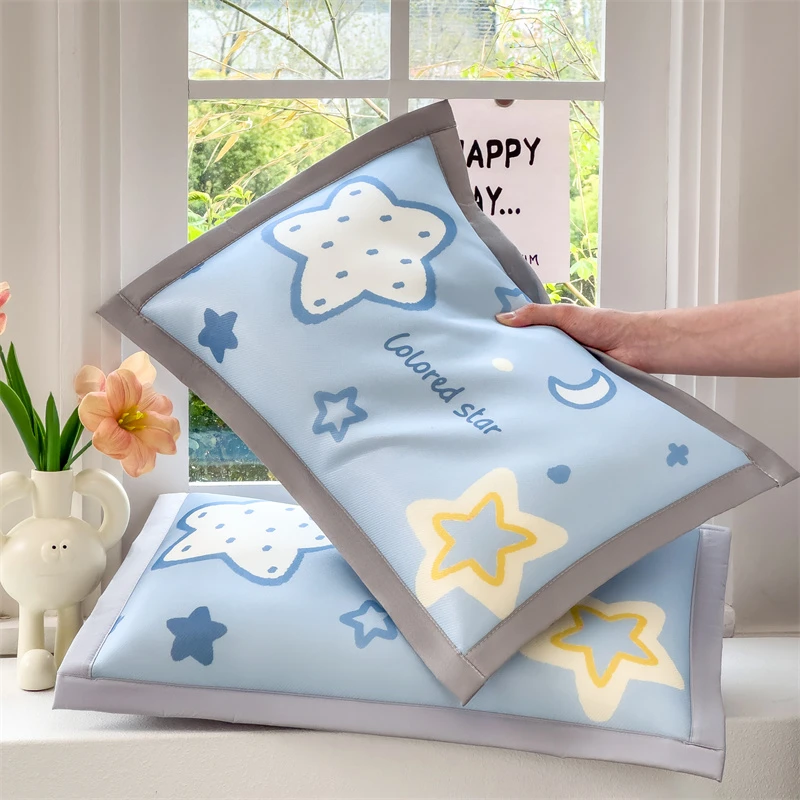 可拆洗儿童枕套枕芯夏季幼儿园学生午休冰丝凉感枕套可水洗单只装