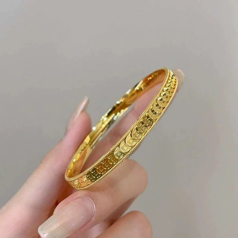 铜合金手镯 2025爆款铜钱钱币素圈光面实心手镯轻奢小众