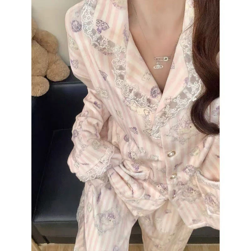加厚海岛绒睡衣女秋冬季新款保暖套装可爱hellokitty可外穿家居服
