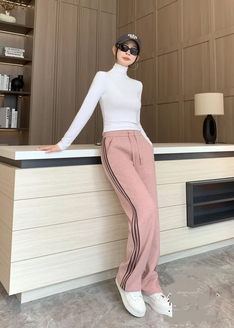 【奇季】’加绒加厚‘冬款奥拉绒休闲百搭直筒裤98807