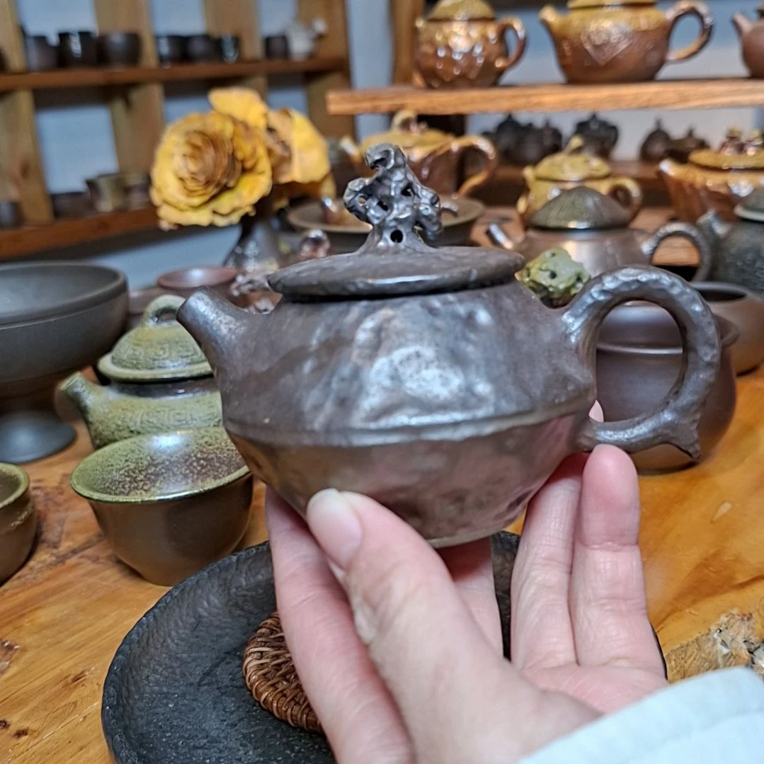 坭兴陶纯柴烧锤纹壶150c