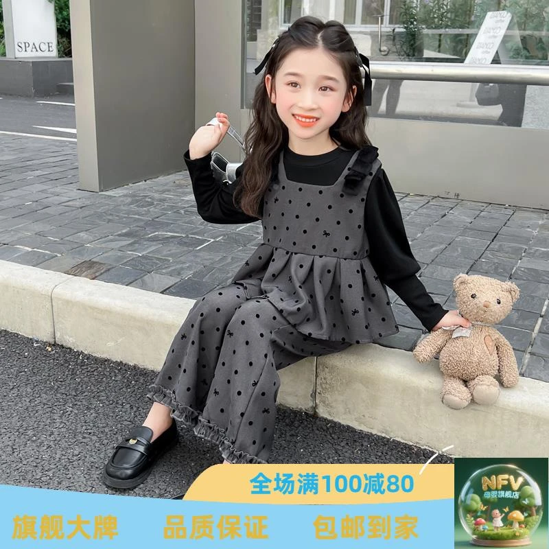 法国NFV女童春装套装2025新款儿童马甲网红时髦三件套洋气宝宝春