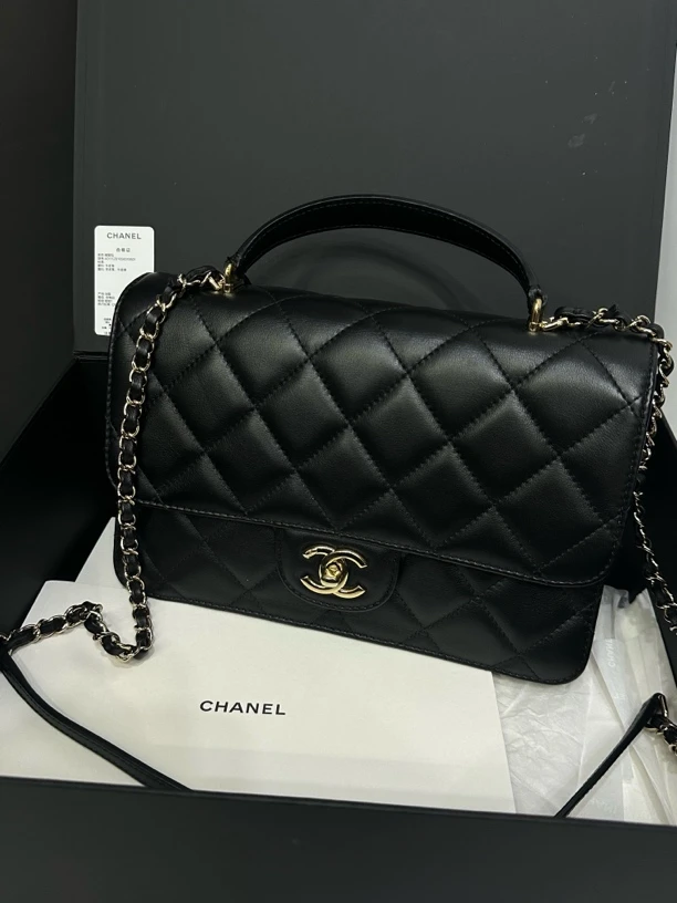 99新 Chanel/香奈儿 黑金coco lady手柄cf包芯片25cm/0135061405
